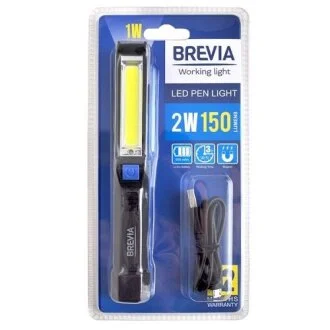 Brevia LED Pen Light 2W COB+1W LED 150lm, 900mAh, microUSB, блістер BREVIA 11220