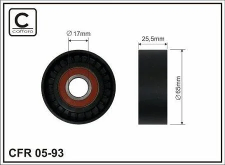 65X14X25,5 Ролик паска приводного Citroen Xantia,XM/Peug 406,605/Renault Espace III,Laguna, Safrane 3.0V6 10.96-12.04 CAFFARO 0593