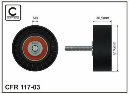 76X8X26 Ролик паска приводного Ford Fiesta V, Mondeo III, IV, S-Max, Transit 1.8/2.0/2.3 00- CAFFARO 11703
