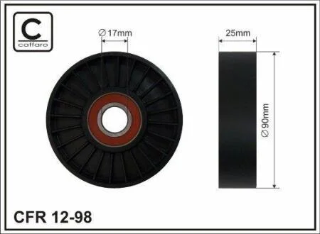 90X17X25 Ролик паска приводного Peugeot/Citroen/Fiat/Lancia CAFFARO 1298