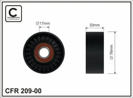 76x17x33 Ролик паска приводного Kia Sorento 2.5CRDI 02.05- CAFFARO 20900
