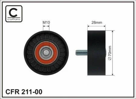 70x10x28 plastic Ролик паска приводного Hyundai Accent/ i30/ KIA Magentis/ Sportage 1.5CRDI/2.0CRDI/2.2CRDI 04.01- CAFFARO 21100