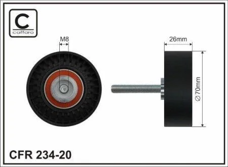 70x8x26 Ролик паска приводного Ford Mondeo 1.8/2.0/2.0TDCI 00- CAFFARO 23420