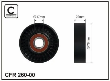 76x17x22 Ролик паска приводного DB A-class (W168) A 170 CDI (168.009, 168.109) -04 CAFFARO 26000