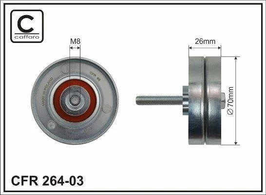 70x8x26 metal Ролик паска приводного Mazda 3, 6, MPV/MX5, CX-7 1.8/2.0/2.3/2.5 02- CAFFARO 26403 (фото 1)