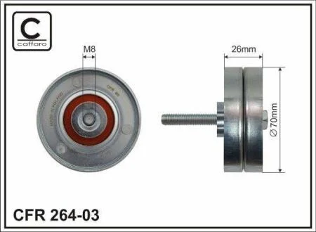 70x8x26 metal Ролик паска приводного Mazda 3, 6, MPV/MX5, CX-7 1.8/2.0/2.3/2.5 02- CAFFARO 26403