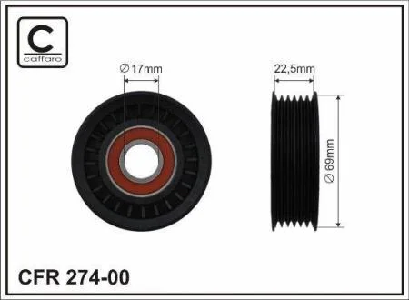 69x17x22,5 Ролик паска приводного Mazda 1.8I, 2.0I, 2.3I, 6 02,02-, MPV 02.03-, MX5 05.07- CAFFARO 27400