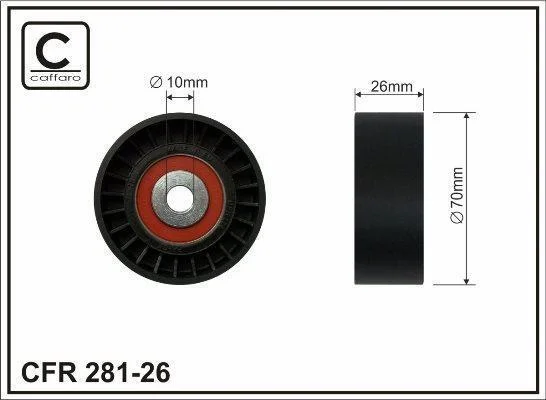 70x10x26 Ролик паска приводного Ford Mondeo IV, S-MAX, GALAXY 2.2 TDCi 03.08- CAFFARO 28126 (фото 1)