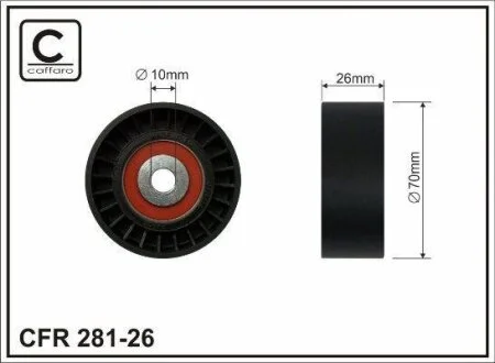 70x10x26 Ролик паска приводного Ford Mondeo IV, S-MAX, GALAXY 2.2 TDCi 03.08- CAFFARO 28126
