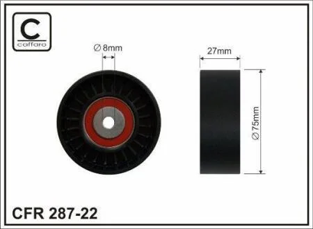 75x8x27 Ролик паска приводного Audi A4, A6, A8, Q7 2.7TDI/3.0TDI 11.04- CAFFARO 28722