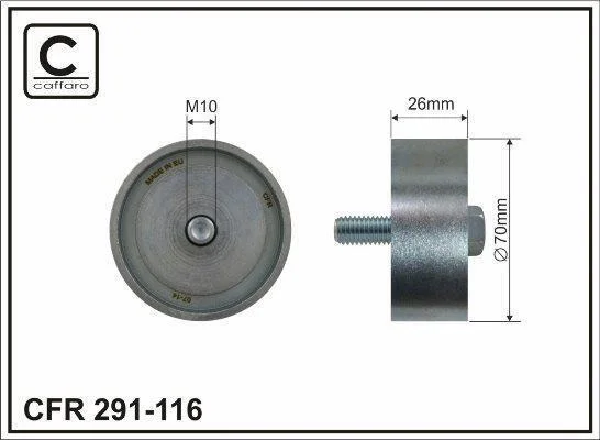 70x10x26 Ролик натяжний Hyundai ix35, Sonata, KIA Carens III, Magentis 2.0/2.4 01.05- CAFFARO 291116 (фото 1)