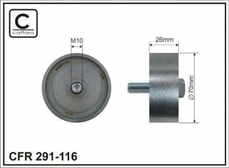 70x10x26 Ролик натяжний Hyundai ix35, Sonata, KIA Carens III, Magentis 2.0/2.4 01.05- CAFFARO 291116