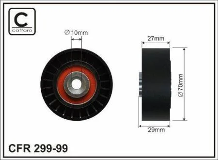 70x10x27 Ролик паска приводного Citroen C-Crosser/Peugeot 4007 2.2 HDi 07- CAFFARO 29999