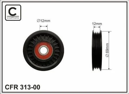 69x12x12,5 Ролик паска приводного Nissan Micra, Nota 1,2-1,4 02- CAFFARO 31300