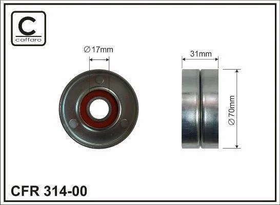70x17x31 Ролик паска приводного Jeep Cherokee, Grand Cherokee II 2.5D/3.1D 10.96-12.01 CAFFARO 31400 (фото 1)
