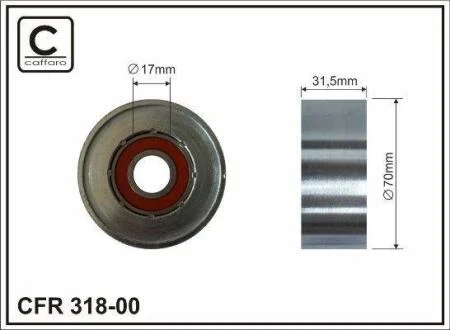 70x17x31,5 Ролик паска приводного Toyota Avensis 2.0 VVTi 00- /Previa, Rav-4 II, III 1.6-2.4 97- CAFFARO 31800