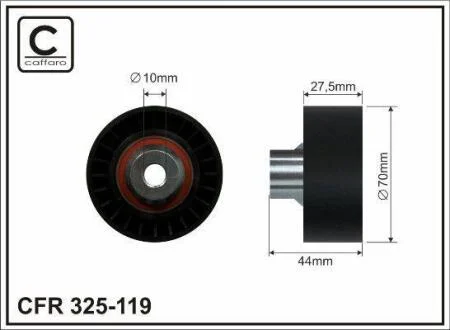 70x10x27 Ролик паска приводного Peugeot 207/307 1.4/1.6YHdi CAFFARO 325119