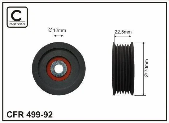 70x12x22,5 Ролик паска приводного Toyota Land Cruiser 100/Lexus GX470 02- CAFFARO 49992 (фото 1)