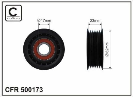 60x17x23 Ролик паска приводного Volvo: S60 II, S80 II, V40, V60 I, V70 III CAFFARO 500173