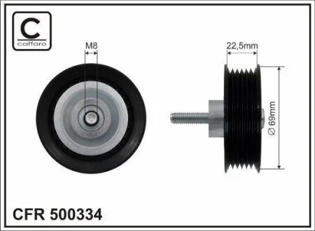 69x8x22.5 Ролик паска приводного Land Rover /Range Rover Evoque 2.0 11- CAFFARO 500334