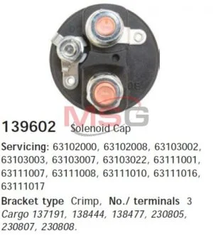 Кришка втягуючого реле HC-CARGO 139602