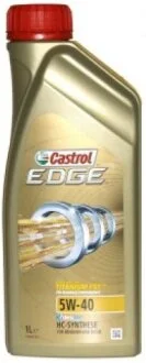 1л EDGE Titanium 5W-40 олива синтетичн. ACEA C3 API SN/CF, GM dexos2, FIAT 9.55535-S2, Ford WSS-M2C917-A, MB 229.31,229.51,226.5, Renault RN 0700 / RN 0710, VW 505 00/ 505 01, BMW LL-01 CASTROL EDGE54012X1