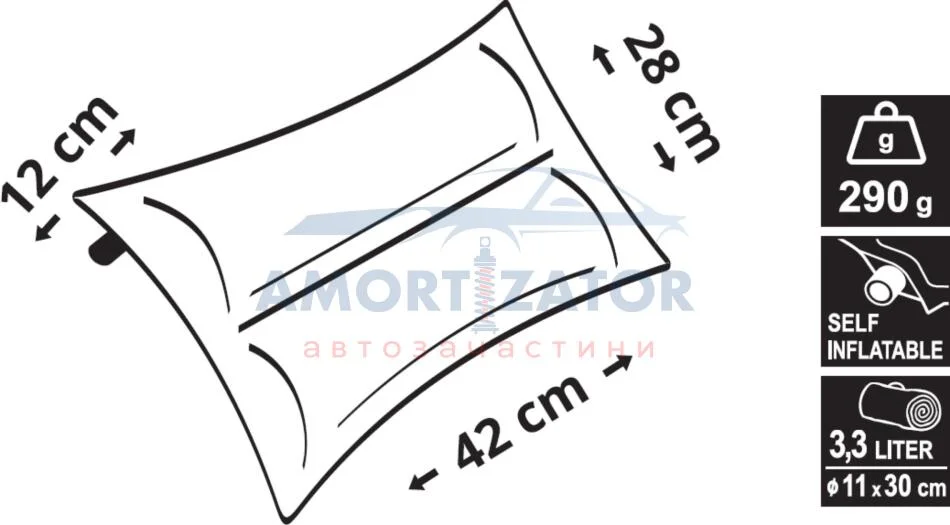 Подушка подвійна самонадувна 42x28x12 см синя CATTARA DO 13319 (фото 1)