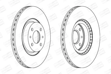 КОМПЛ.2 ШТ/ Гальмівний диск пер. Fiat Doblo/Stilo 01-/Bravo 95-/Citroen Nemo 08- (284*22) CHAMPION 561387CH