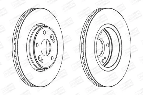 КОМПЛ.2 ШТ/ Гальмівний диск пер. Renault Laguna 01- (280x24, 15") CHAMPION 562182CH