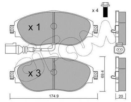VW К-т передних торм. колодок Golf VII, Passat 10-, SKODA Octavia 12- CIFAM 8229520