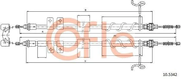 Трос ручного гальма зад. Ford Transit Connect 200/220 DS1,8TDdi-1,8TDCi –1,8 (small mod)(без ABS) 2007- 1792/1582x2 COFLE 10.5342 (фото 1)