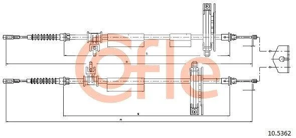 Трос ручного гальма зад. Ford Focus/C-max 3/03-04 (дискові гальма) 1770/1590x2 COFLE 10.5362 (фото 1)