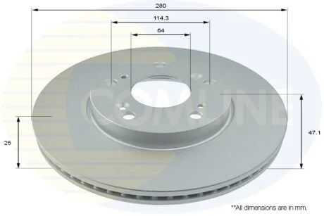 Comline - Диск гальмівний вентильований з покриттям COMLINE ADC0576V
