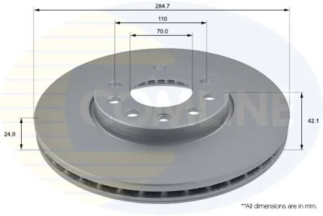 Comline - Диск гальмівний вентильований з покриттям COMLINE ADC1108V
