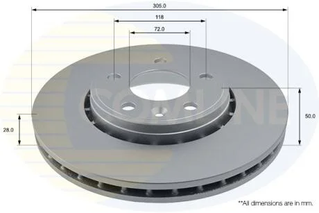Comline - Диск гальмівний вентильований з покриттям COMLINE ADC1110V