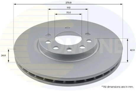 Comline - Диск гальмівний вентильований з покриттям COMLINE ADC1113V
