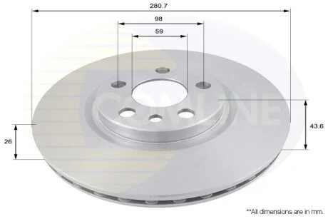 Comline - Диск гальмівний вентильований з покриттям COMLINE ADC1522V