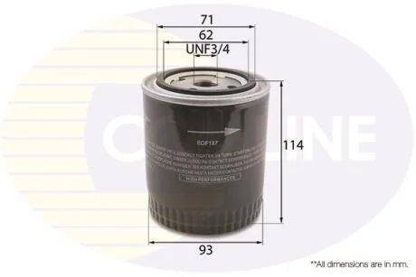 Comline Фільтр оливи COMLINE EOF187
