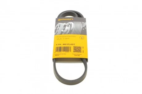 Ремінь генератора поліклиновий CONTINENTAL CONTITECH 4PK860 ELAST