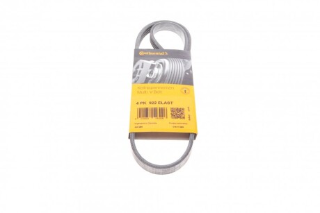 Ремінь генератора поліклиновий CONTINENTAL CONTITECH 4PK922 ELAST