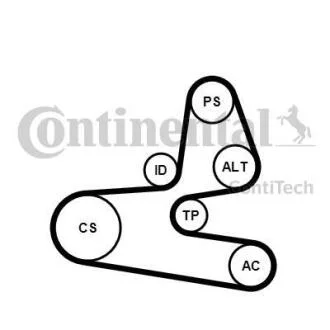 Комплект (ремінь+ролики) CONTITECH 6PK1564 K1