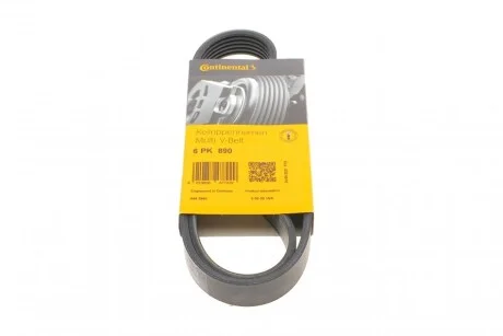 Ремінь генератора поліклиновий CONTINENTAL CONTITECH 6PK890