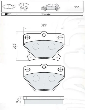 DAFMI INTELLI TOYOTA гальмівні колодки дискові Yaris 99- задн. DAFMI / INTELLI D117E (фото 1)