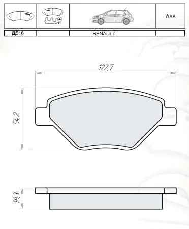 DAFMI INTELLI RENAULT гальмівні колодки дискові Megane II 1.4 02- DAFMI / INTELLI D516E (фото 1)