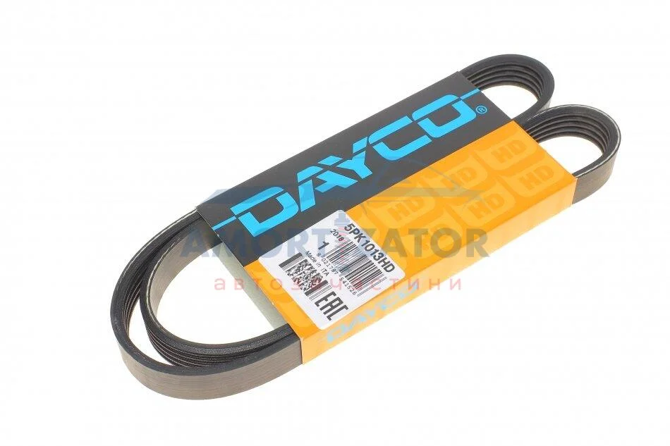 Ремінь 5PK1013 посилений ALFA ROMEO, DAEWOO,FIAT,FORD,MAZDA,OPEL,PEUGEOT,TOYOTA DAYCO 5PK1013HD (фото 1)
