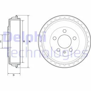 Гальмівний барабан задн SEAT ARONA, IBIZA V SKODA FABIA IV VW POLO VI 1.0-1.6D 01.17- DELPHI BF563