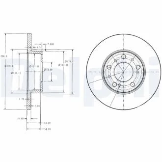 FIAT гальмівний диск передній Ducato TD 86- 290 16 14.8 DELPHI BG2257