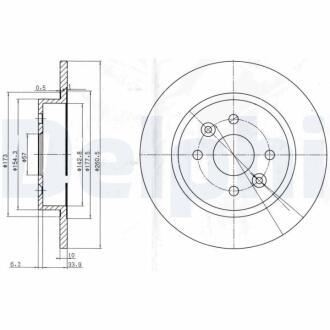 KIA диск гальмівний задній Shuma 1.5/1.8 97- DELPHI BG3804