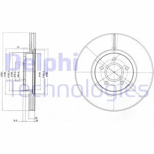 Диск гальмівний передн. FORD KUGA II 2.0 13- DELPHI BG4056C