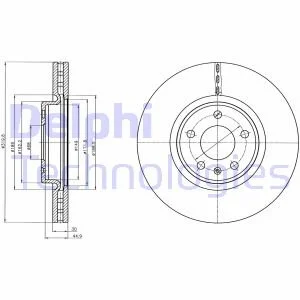 AUDI диск гальмівний передній 320mm A4/A5/A6/Q5 08- DELPHI BG4346C